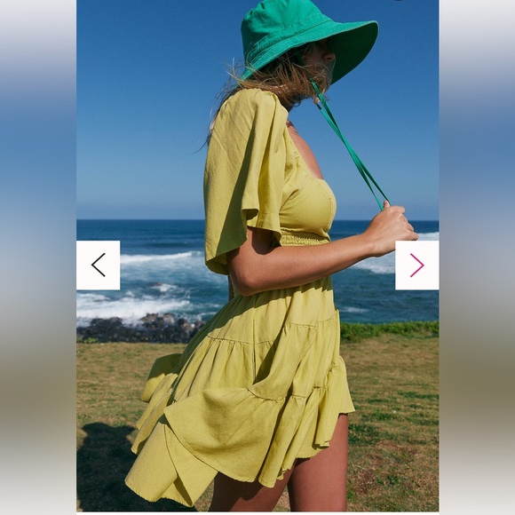 NWT Free People Women’s Cross Of Sunlight Mini Lime Dress Size Large - Picture 6 of 12